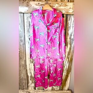 Mary Square Charlotte The Cats Pajamas Tigers Pink Size  Large Top & Pants
